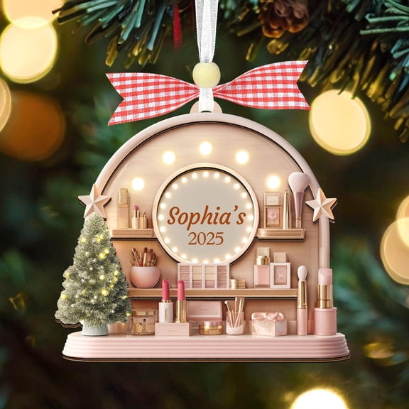Personalized Makeup Artist Christmas Ornament, Beauty Lover Ornament, Custom Makeup Table Decor, Xmas Gift for Esthetician, Makeup Enthusiast