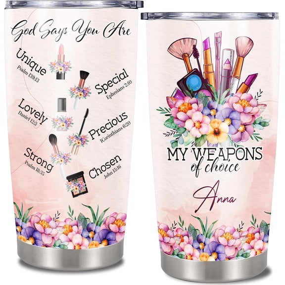 Personalized Makeup Artist Tumbler With Lid Insulated Cup Stainless Steel Travel Coffee Mug Cute Novelty Gift For Beauty Salon Owner Cosmetologist Women Cosmetician Esthetician