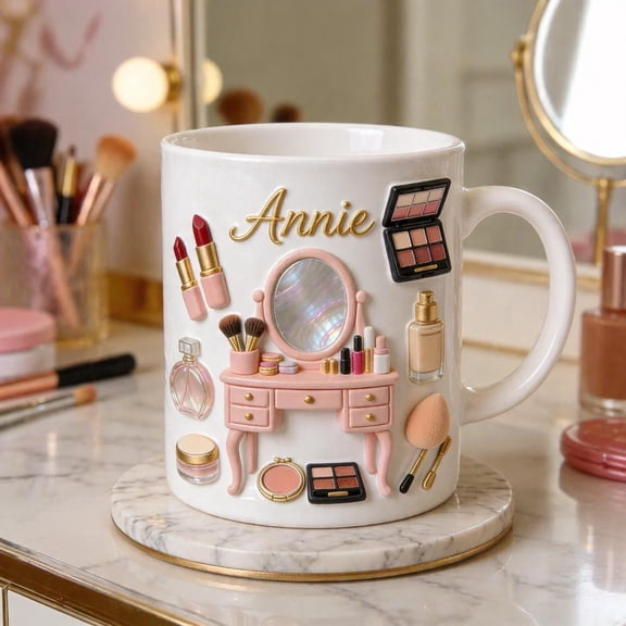 Personalized Makeup Mug Custom Name Beauty Lover Gift Cosmetic Coffee Mug Gift for Her Makeup Artist Gift Vanity Lover Cup