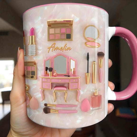 Personalized Makeup Mug Custom Name Mug Makeup Lover Gift Vanity Mug Beauty Lover Gift Cosmetic Mug Girly Gift Custom Name Cup