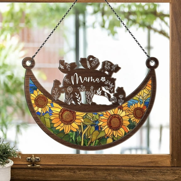 Personalized Mama Bear Acrylic Suncatcher Ornament, Custom Bear Family Ornament, Mothers Day Gift For Mom, Mom Birthday Gift, Window Hanging