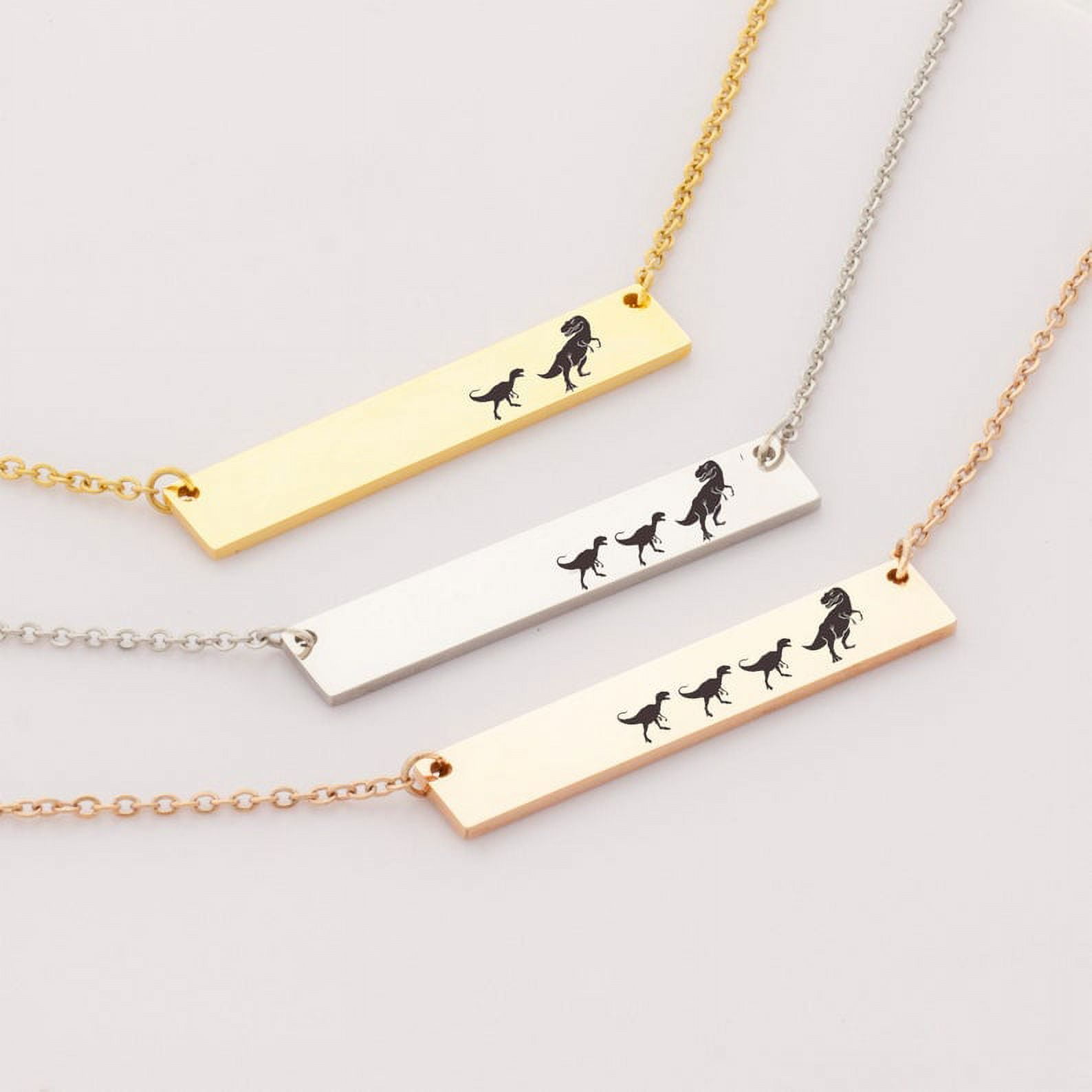 Personalized Mamasaurus Birthday Day Necklace, Mama and Baby Dinosaur Bar Necklace, Silver Bar Necklace Dinosaur Mom and Baby Bar Necklace, Custom Bar Necklace, Engravable Necklace