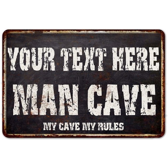 Personalized Man Cave Sign Black Vintage Signs Home Dcor Wall Art Mancave Beer Cars BBQ Garage Dad Decorations Fathers Day Men Gift 8x12 Metal 108120004001 8 x 12 Matte Finish Metal 108120004001