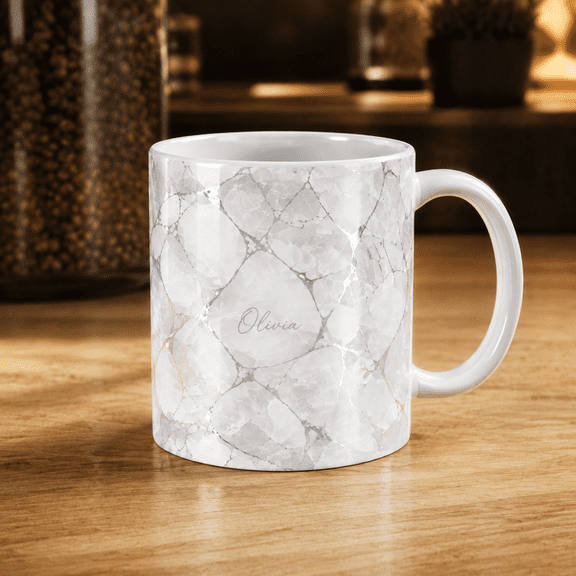 Personalized Marble Coffee Mug Modern Name Design