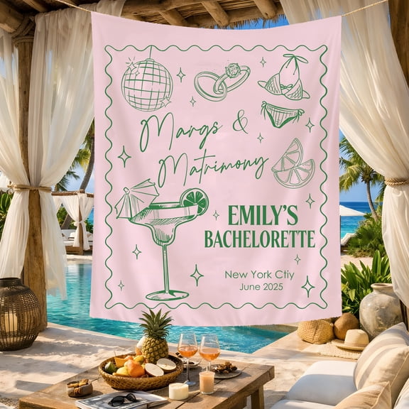 BASNITU Wall Tapestry, Bachelorette Party, Margs And Matrimony, Custom Backdrop