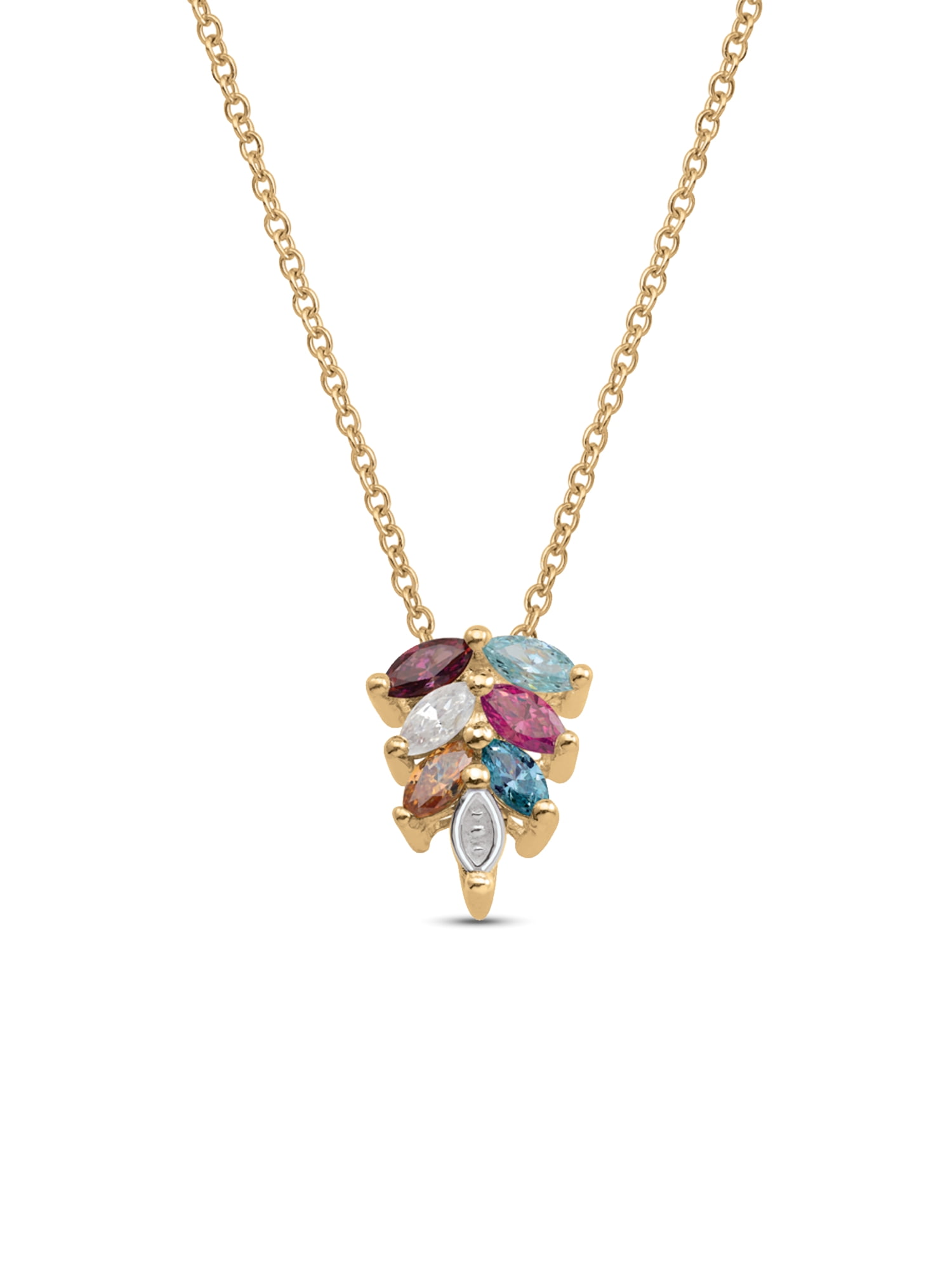 Personalized Marquise Clustered Birthstone Necklace in 14K Gold by Jewlster