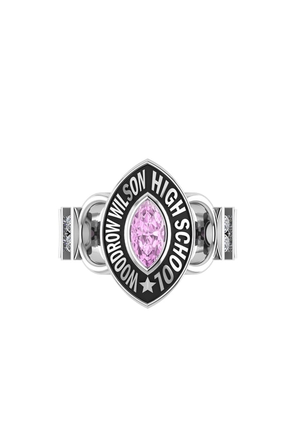 Personalized Marquise Cut Customized Name,Year Inside Engraved looking Elegant High School Class Ring 925 Sterling Silver