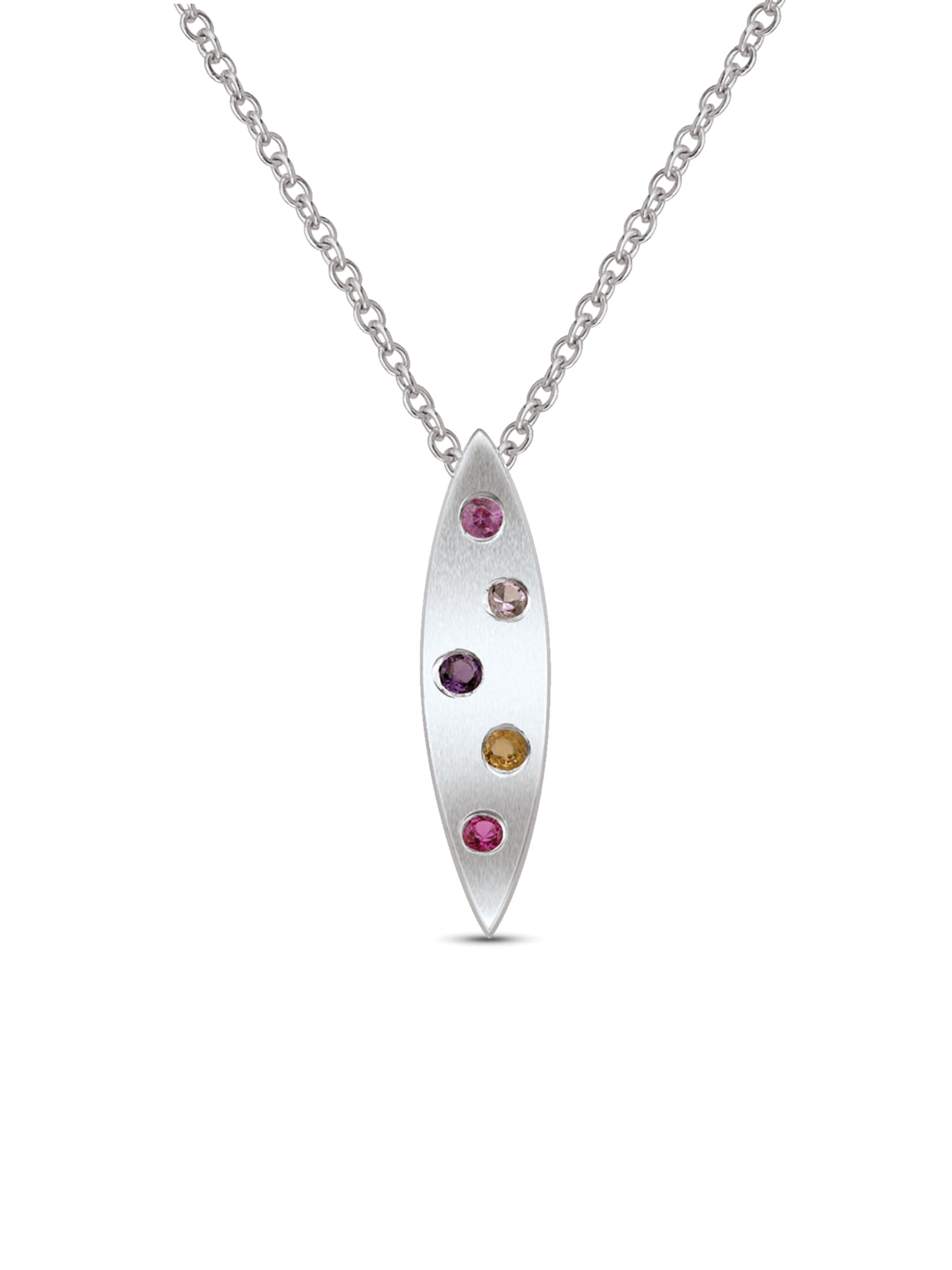 Personalized Marquise Drop Birthstone Necklace in Sterling Silver by Jewlster