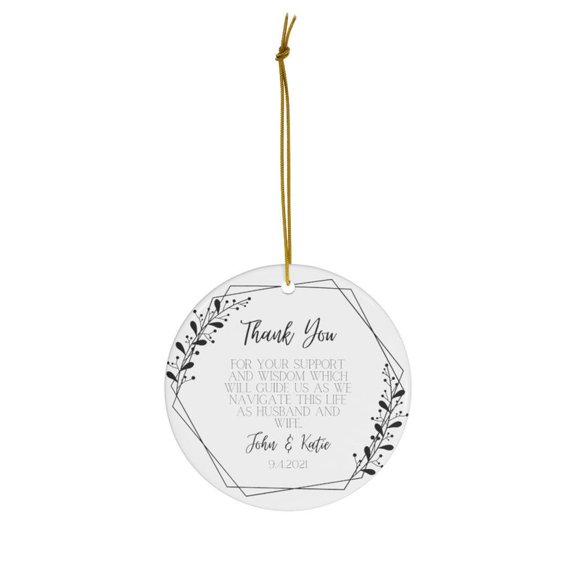Personalized Married Couple Ceramic Ornament with Custom Names and Special Date, Personalized Wedding Ornament and Christmas Tree Decor for Couples, Partners, Marriage Memories or Anniversary Gifts