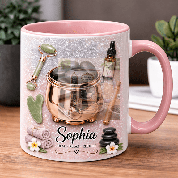 Personalized Massage Therapist Ceramic Coffee Mug, Spa Tools Gift Cup with Name