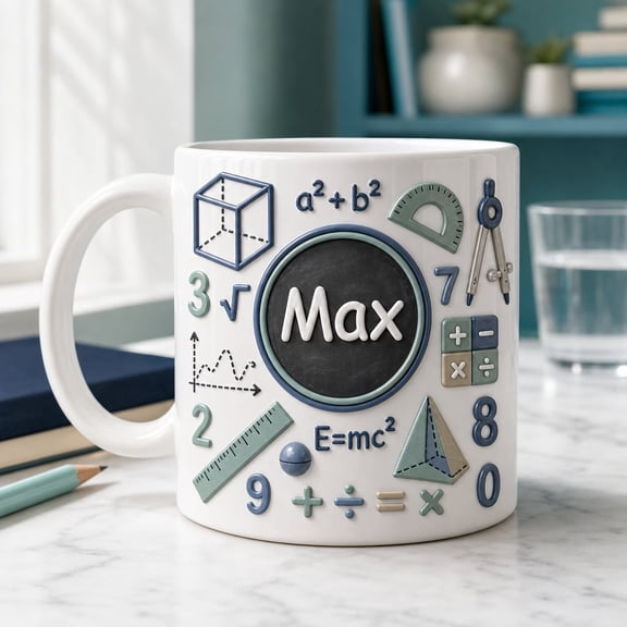 Personalized Math Ceramic Mug with Geometric Formula Design
