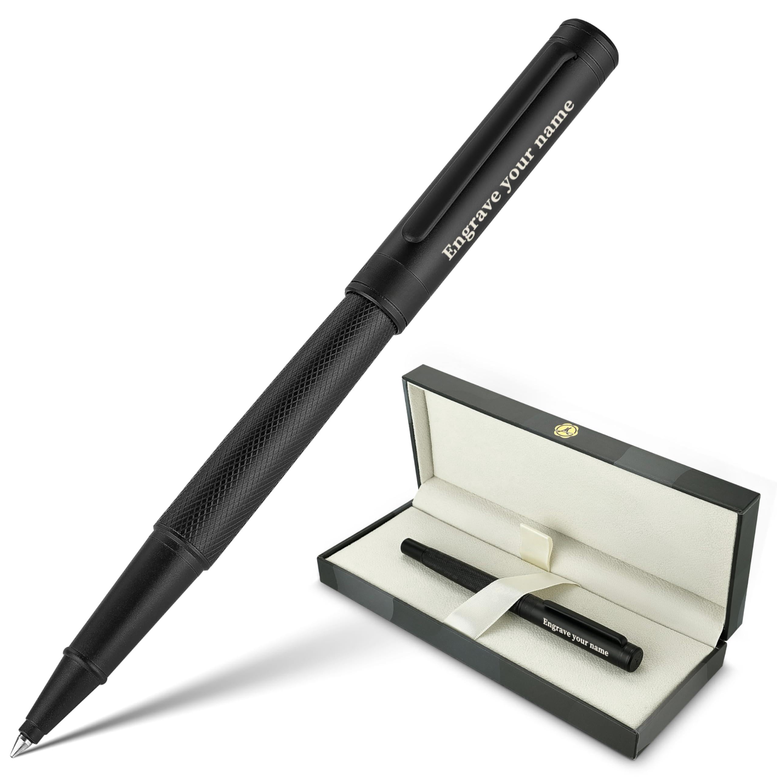 Personalized Matte Black Forest Rollerball Pen  Luxury With Schmidt Ink Refill Fancy Gift Set For Men & Women Business Signature Executive Office Nice Designer Pens