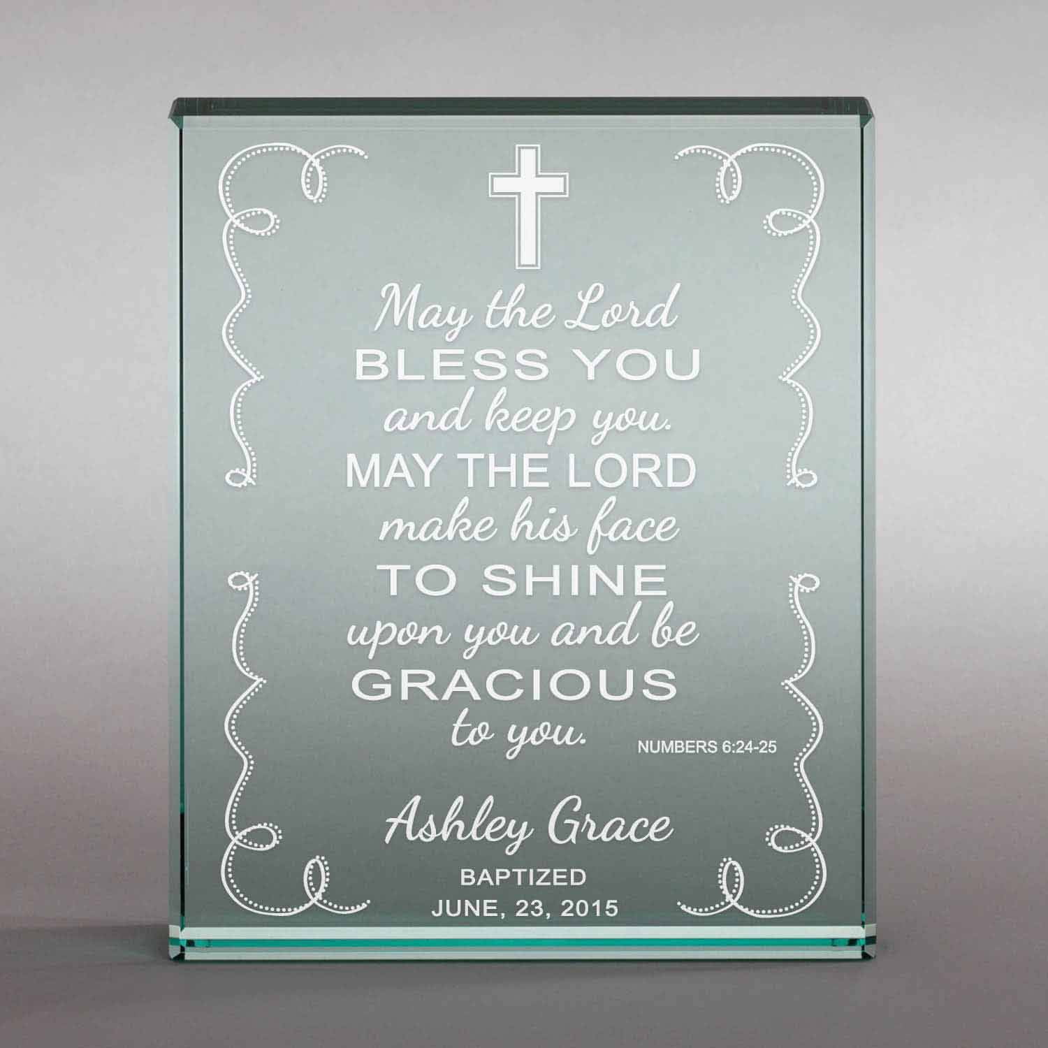 Personalized May The Lord Bless You 4" x 5" Glass Keepsake
