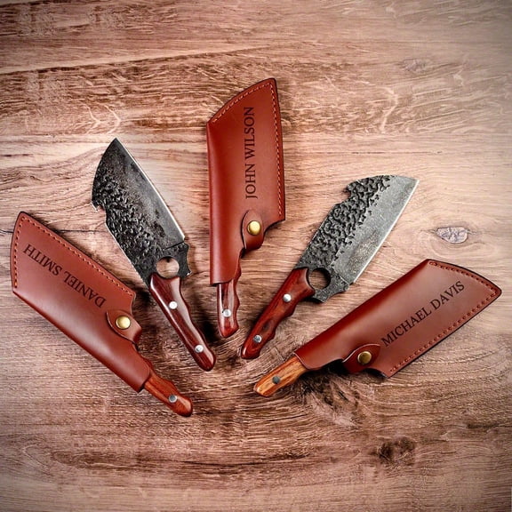 Personalized Meat Cleaver Knife Set of 5 Custom Groomsmen Ideas for BBQ Lovers Grill Masters or Home Chefs