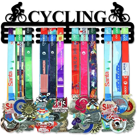 Personalized Medal Hanger Display Holder Tiered Award Rack Cycling Medal Holder Display Hanger Rack Frame,Black Sturdy Steel Metal,Wall Mounted Over 50 Medals