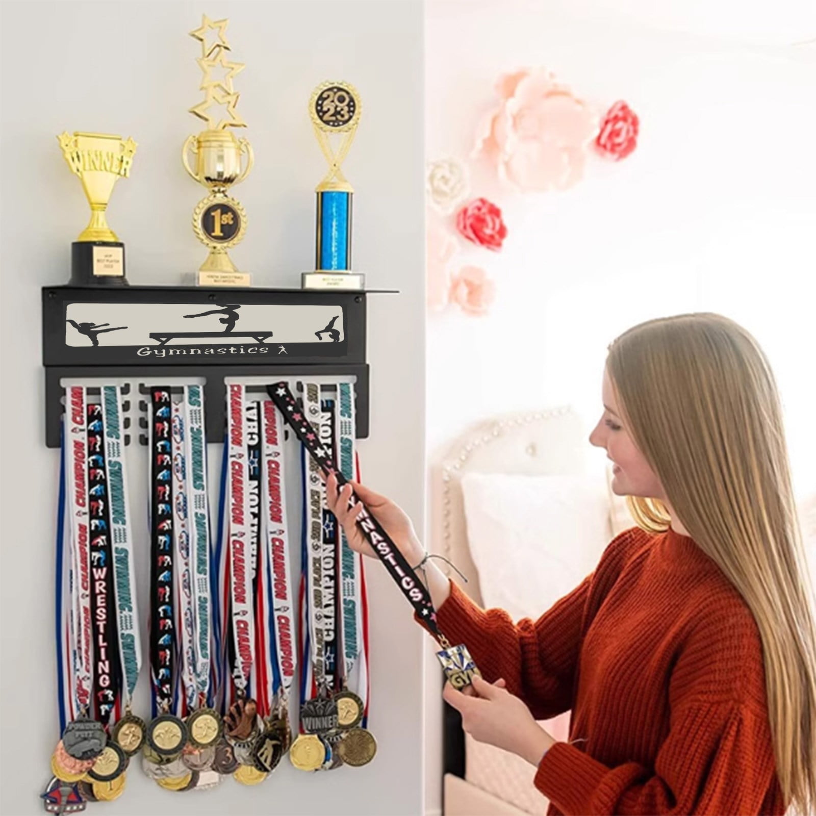 Personalized Medal Holder with Name Display Rack for Awards Ribbons ...