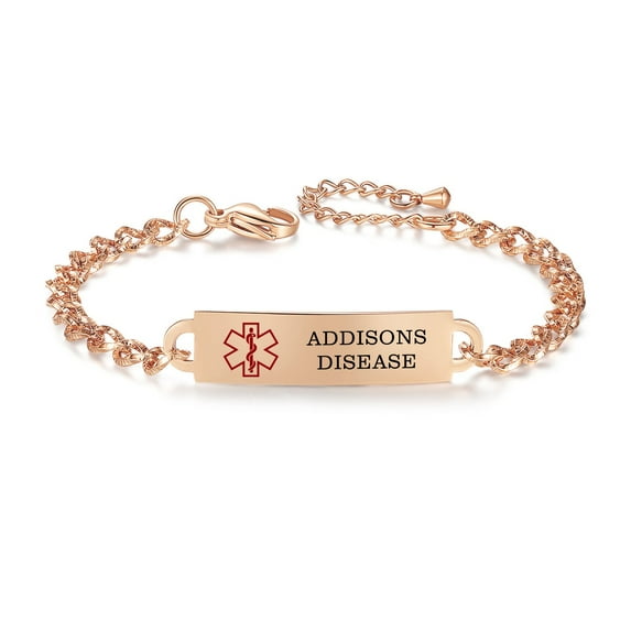 Personalized Medical Alert Bracelet Free Engrave Addisons Disease Rose gold Medical Bracelets women