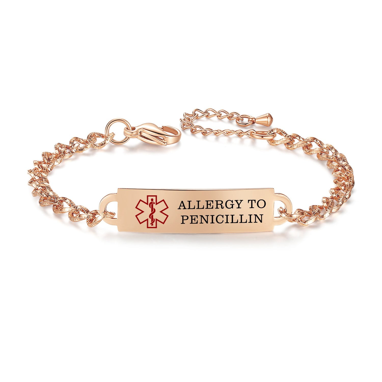 Penicillin Allergy Medical alert cuff bracelet - Purple Pelican Designs