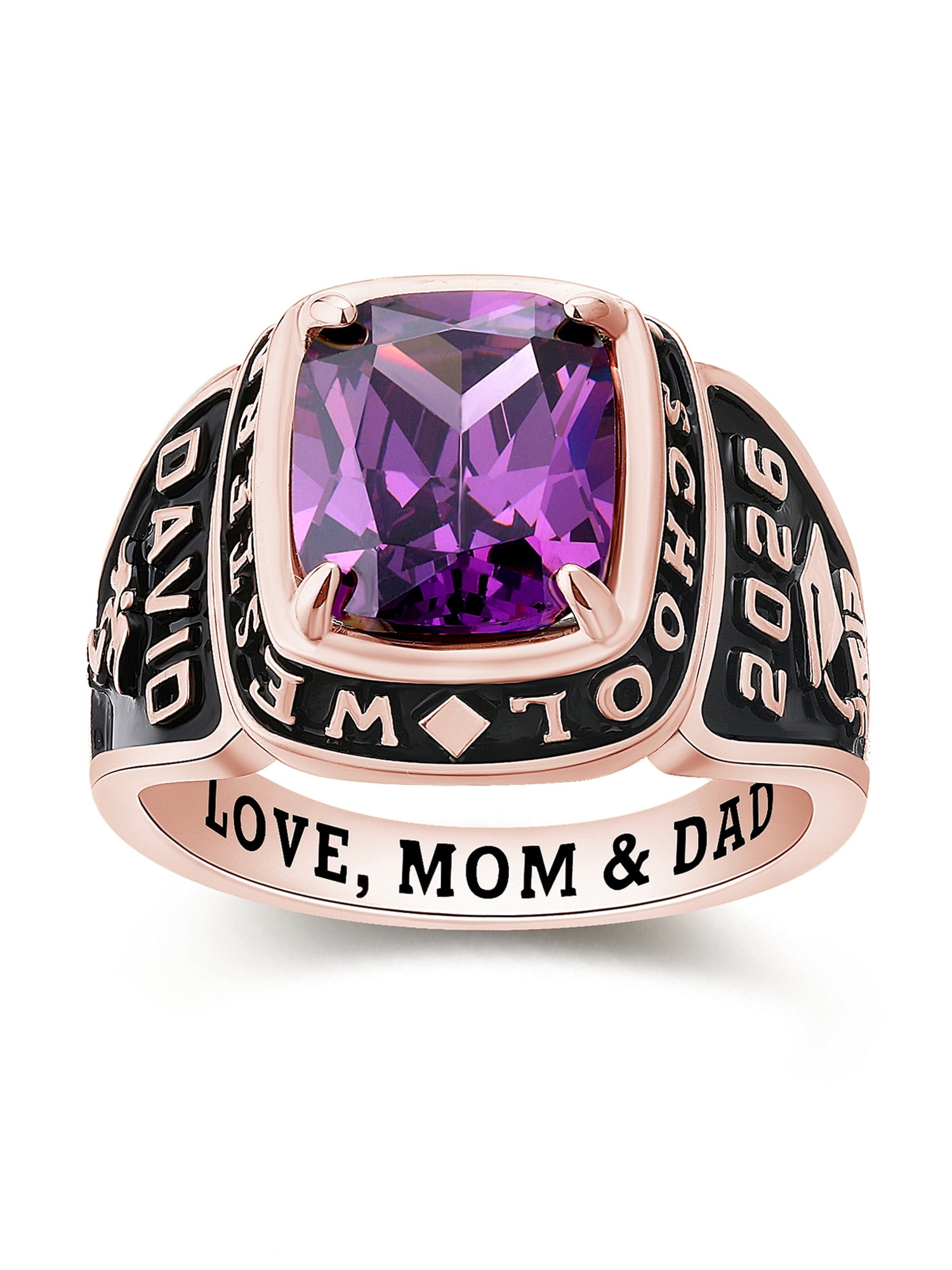 Mementos USA Custom Men's Class Rings Sterling Silver for High School and College-Rose Gold-Elite