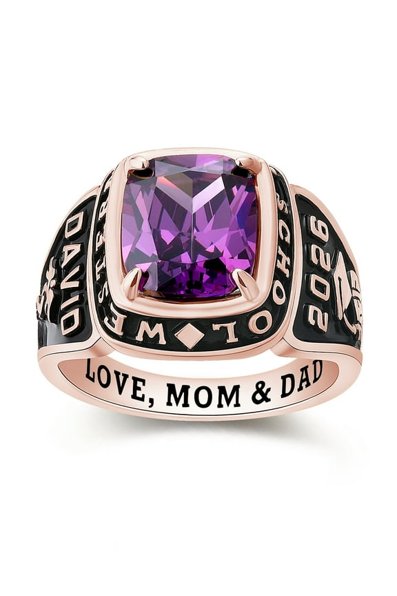 Mementos PJM Custom Men's Class Rings Sterling Silver for High School and College-Rose Gold-Elite