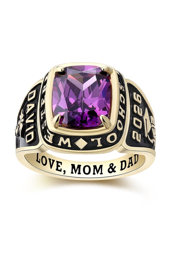 Mementos USA Custom Men's Class Rings Sterling Silver for High School and College-Gold-Elite