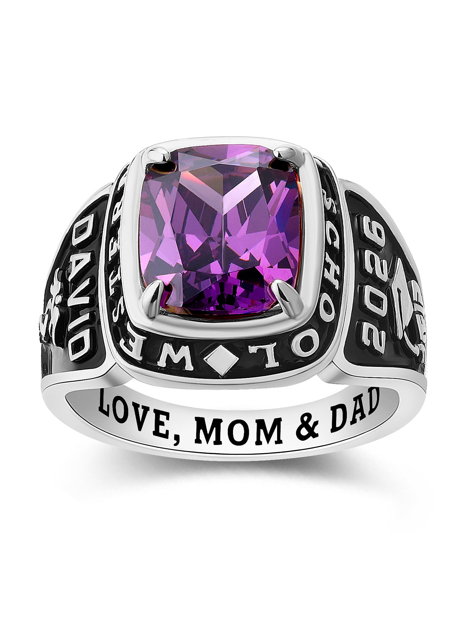 Mementos USA Custom Men's Class Rings Sterling Silver for High School and College-Platinum-Elite