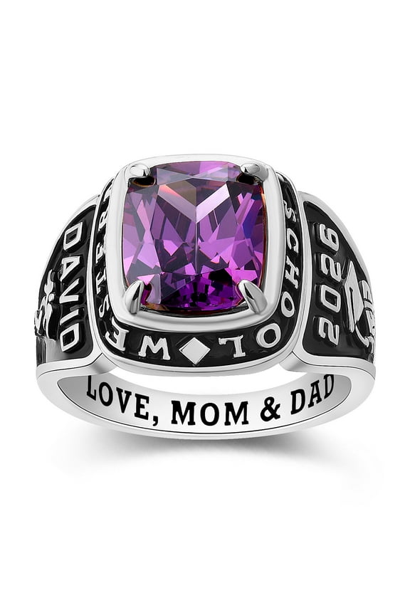 Mementos PJM Custom Men's Class Rings Sterling Silver for High School and College-Platinum-Elite