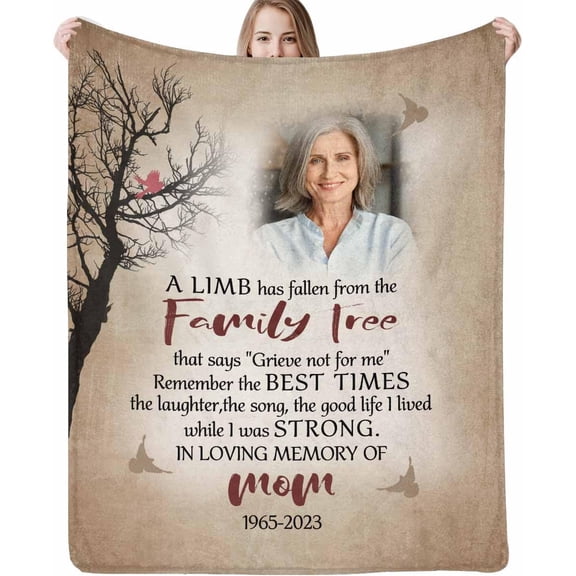 Personalized Memorial Blanket in Loving Memory of Mom Dad Father Grandma Grandpa Nana Custom Blanket with Photo Name Memory Sympathy Remembrance Gift for Loss of Loved One Blankets