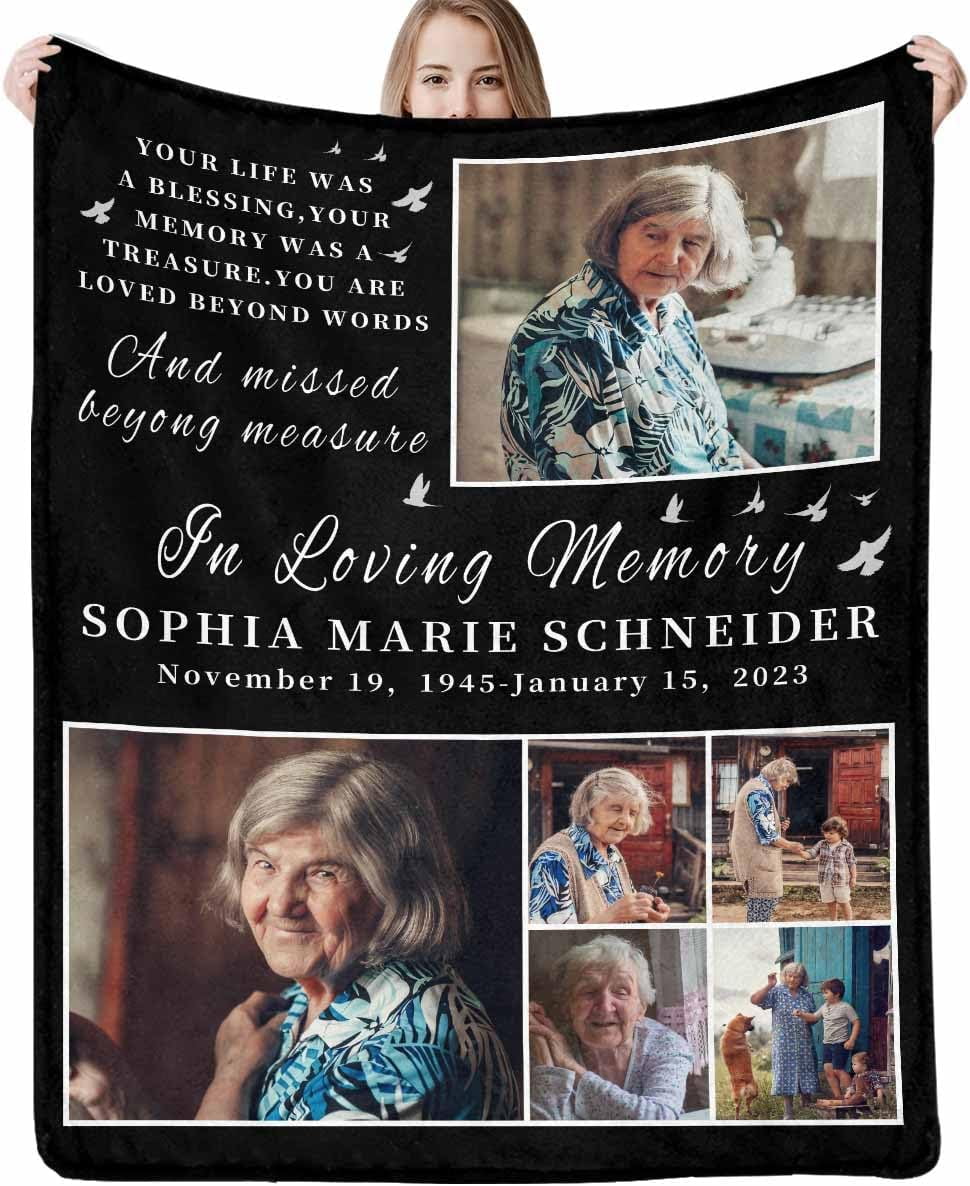 Personalized Memorial Blanket in Loving Memory of Mom Dad Father