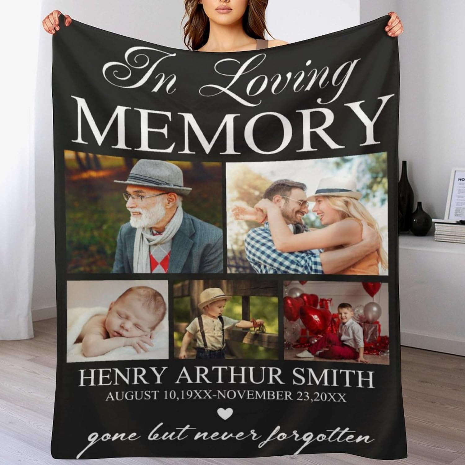 Personalized Memorial Blanket in Loving Memory of Mom Dad Father