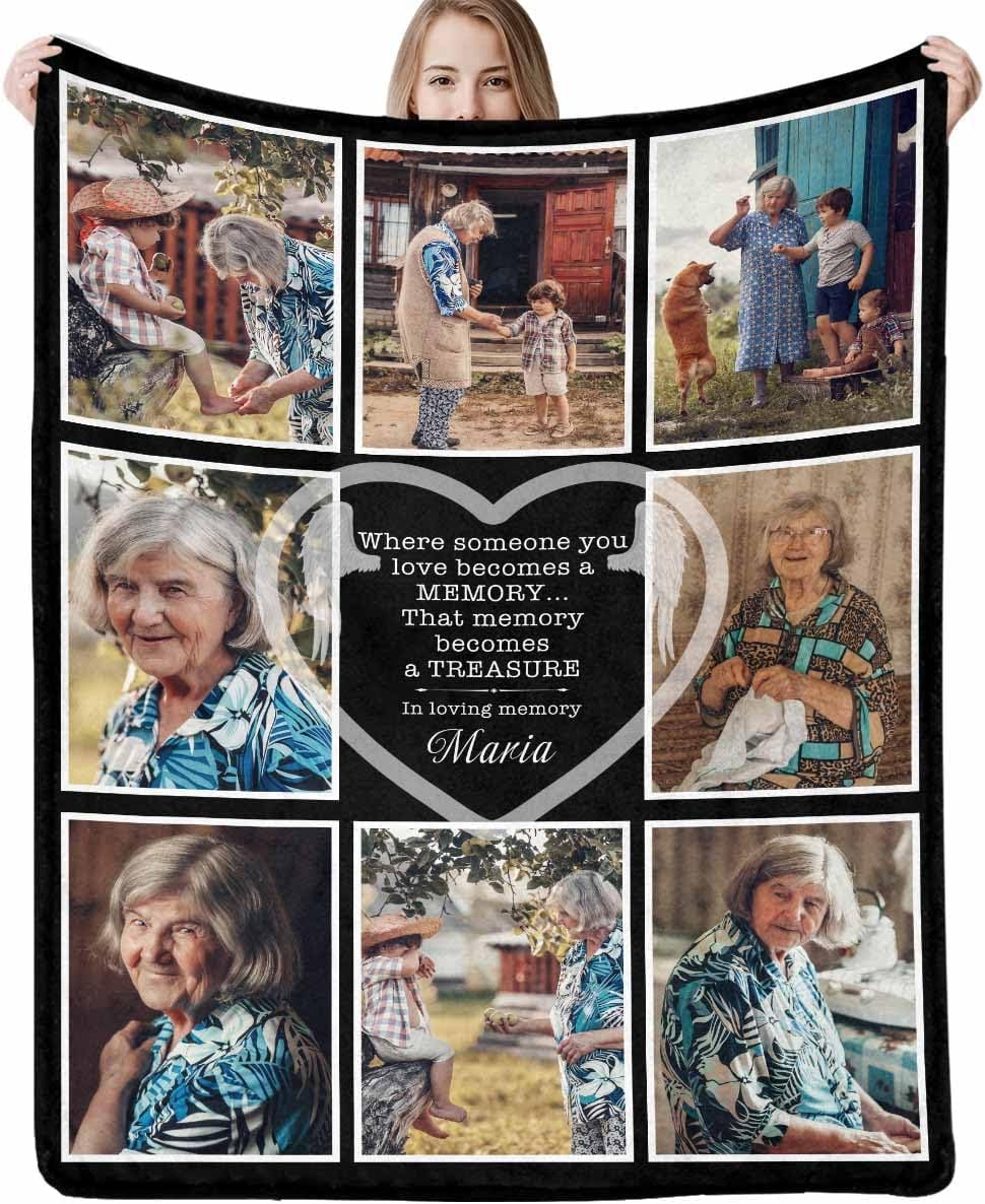 Personalized Memorial Blanket in Loving Memory of Mom Dad Father
