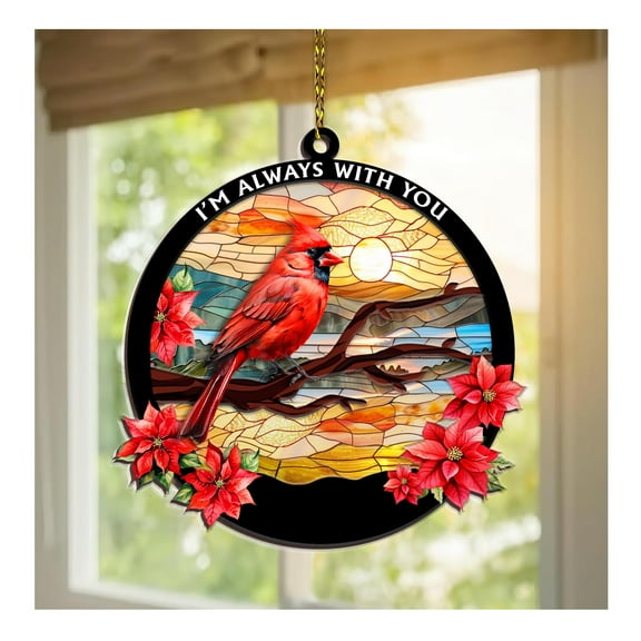 Personalized Memorial Cardinal Ornaments Gifts for Loss of Loved Ones - I'm Always with You - Memorial Ornament for Christmas Tree Decor - Sympathy Keepsake Gift - Memorial Suncatcher 4"