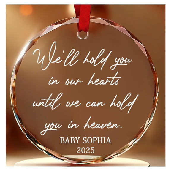 Personalized Memorial Christmas Baby Ornament - Custom Name Crystal - 3'' Sympathy Remembrance Gift, Heaven Angel Ornament Hanging Decoration