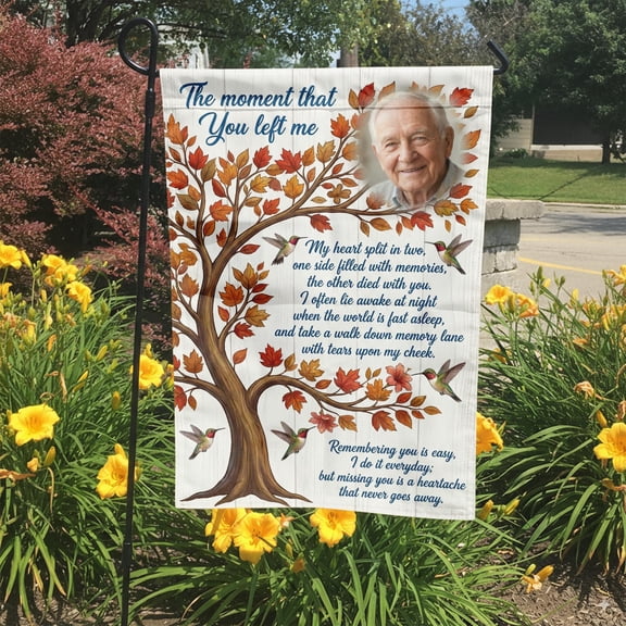 Personalized Memorial Flag Hummingbird Sympathy Gift Loss of Father Grave Decor Remembranc