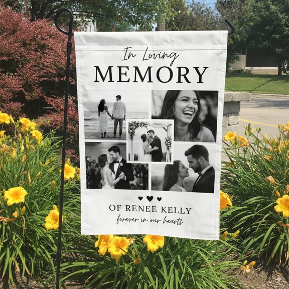 Personalized Memorial Garden Flag Custom Photo Collage Tribute Gift Forever In Our Hearts