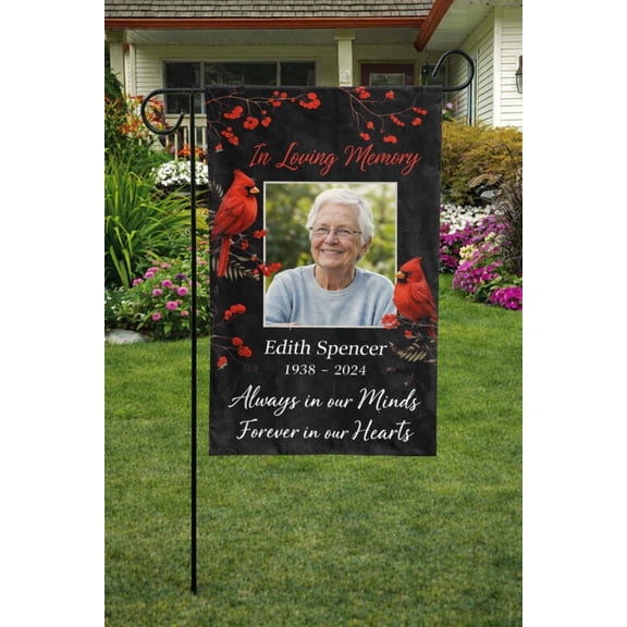 Personalized Memorial Garden Flag Custom Photo, In Loving Memory Yard Banner Condolence Gift