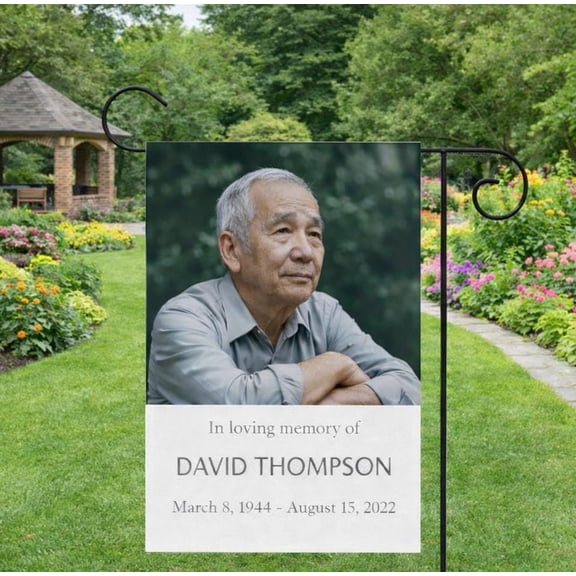Personalized Memorial Garden Flag Custom Photo, In Loving Memory Yard Banner Sympathy Decor