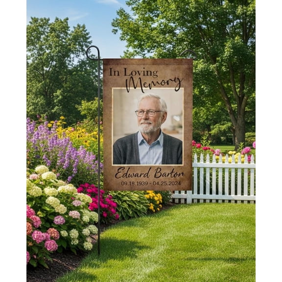 Personalized Memorial Garden Flag Custom Photo, In Loving Memory Yard Banner Sympathy Gift