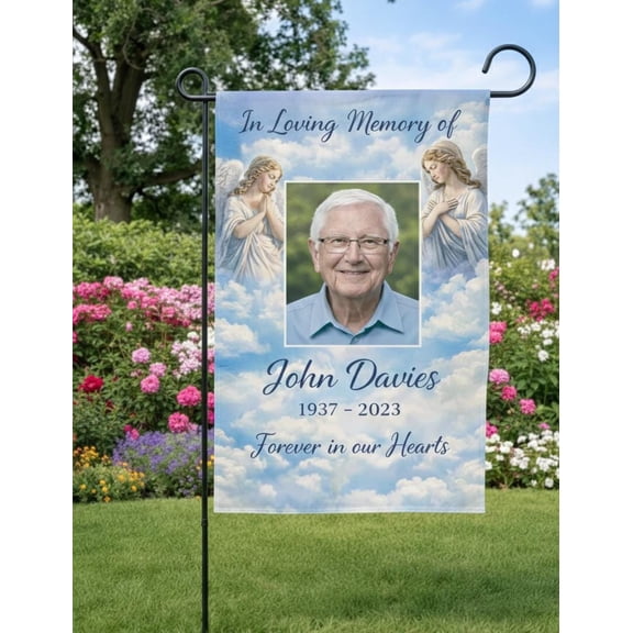 Personalized Memorial Garden Flag Custom Photo, In Loving Memory Yard Banner Sympathy Gift