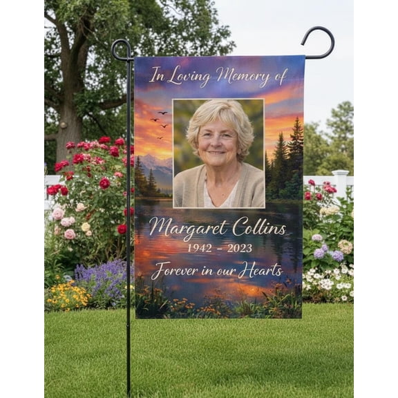 Personalized Memorial Garden Flag Custom Photo, In Memory Yard Banner Sympathy Gift