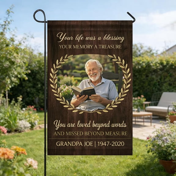 Personalized Memorial Garden Flag Custom Photo, Sympathy Yard Banner Cemetery Grave Decor