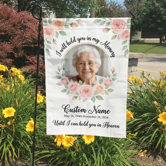 Personalized Memorial Garden Flag Floral Custom Photo Sympathy Gift In Loving Memory Yard
