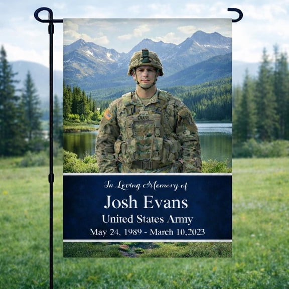 Personalized Memorial Garden Flag In Loving Memory, Custom Photo Yard Banner Funeral Decor