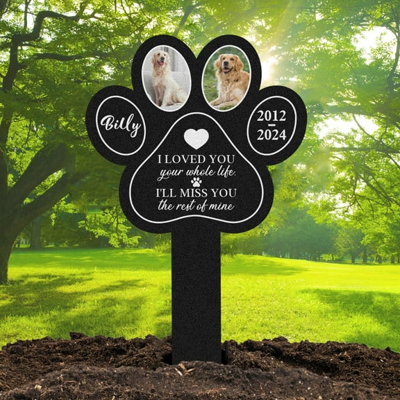 Personalized Memorial Grave Marker Metal Garden Stake - Custom Photo Grave Marker Stake, Dog Tombstones for Graves Outdoor, Pet Cemetery Markers Memorial Engraved Sign, Pet Name Sympathy Gift(8inch)