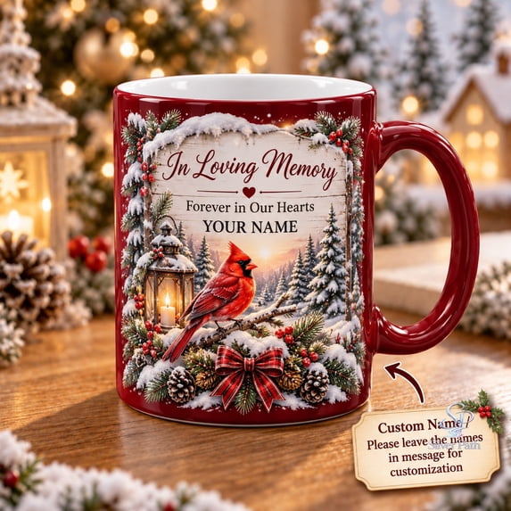 Personalized Memorial Mug Cardinal Winter for Remembrance Gift ...