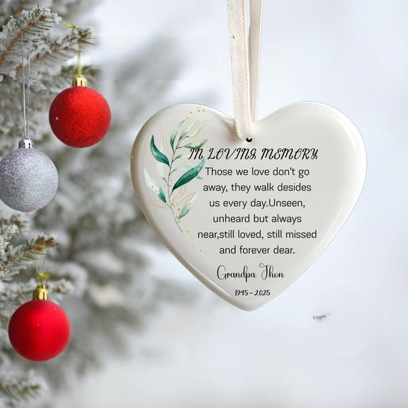 Personalized Memorial Ornament, Custom Ceramic Keepsake Gift for Loved One Remembrance