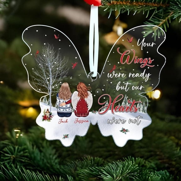 Personalized Memorial Ornament, 'Your Wings Were Ready But My Heart Was Not,' In Loving Memory of Mom and Dad, Memorial Keepsake