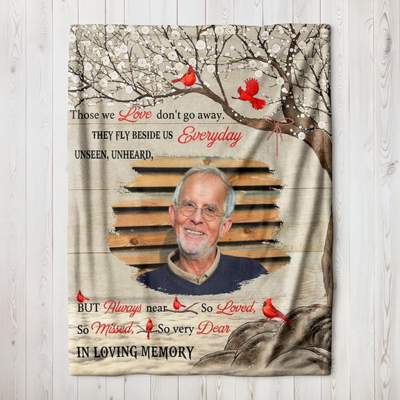 Personalized Memorial Photo Blanket Gift, A Hug from Heaven, Loss of Mother Father Sympathy Gift, Memorial Gift for Family Members Mom Dad Grandma Grandpa (Style-01)