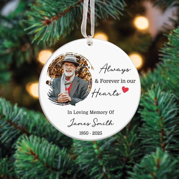 Personalized Memorial Photo Ornament, In Loving Memory of Loved One, Custom Funeral Remembrance Ornament, Christmas Keepsake 2025