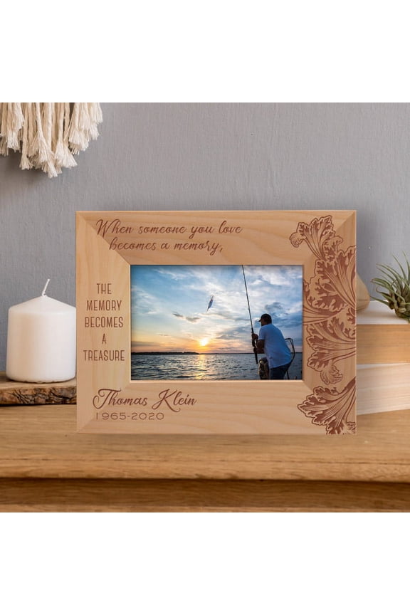 Personalized Memorial Picture Frame, Wooden Photo Frame, Custom Photo Frame, Memorial Gift, Couples Picture Frame, Anniversary Gift Ideas-5" x 3 1/2" Brown Horizontal